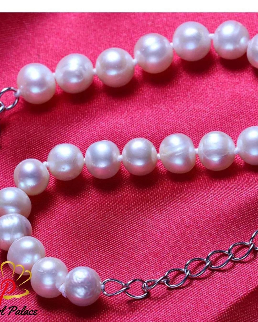 Freshwater 8-9mm White Pearl Baroque With Small Gold Bead Bracelet 925 Sterling Silver Jewelry
