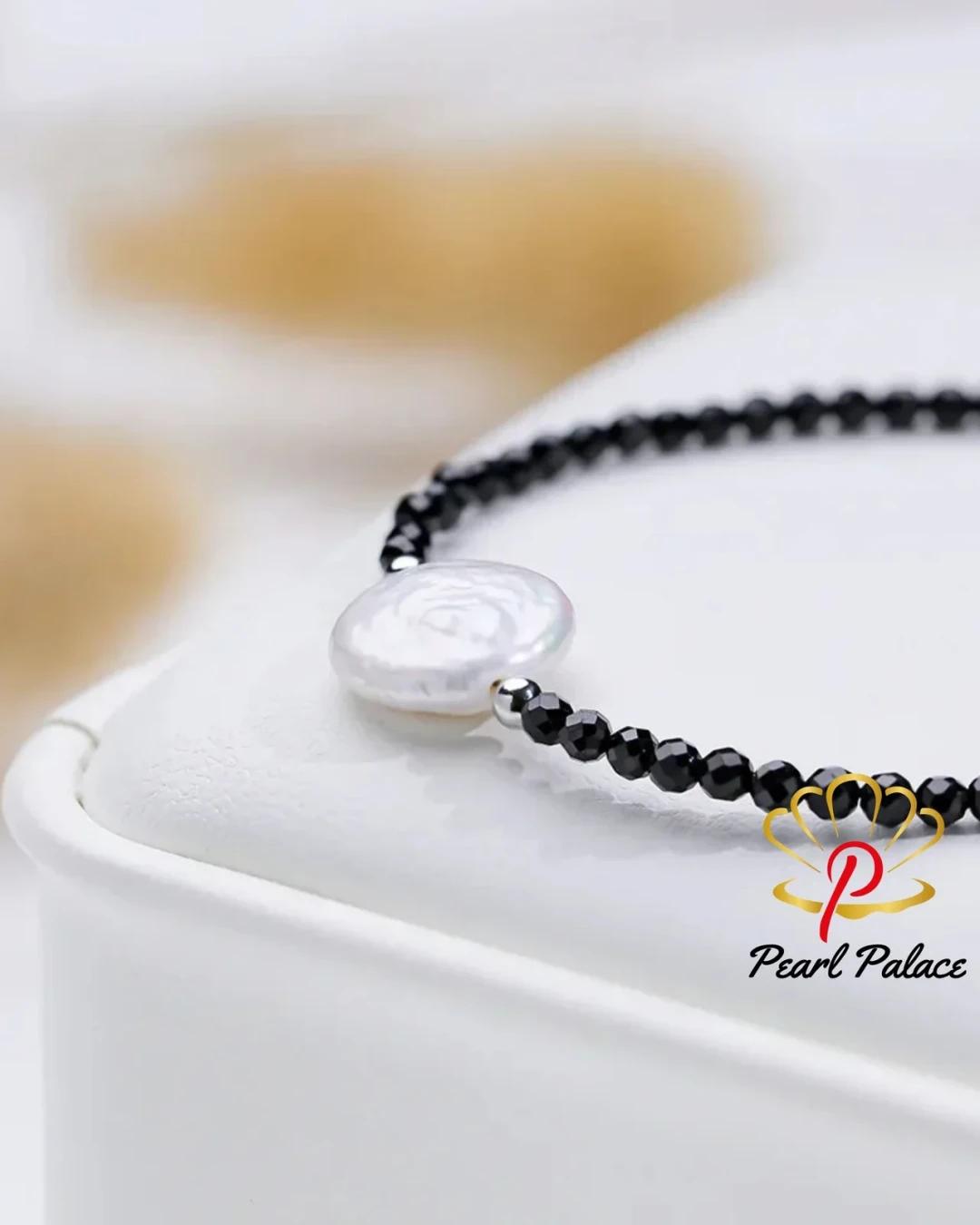 Big Baroque Freshwater Pearl Bracelet for Women Black Crystal Stone 16cm 925 Sterling Silver Bracelet