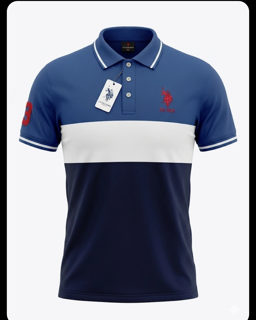 Navy & Azure Color-Block Sport Polo