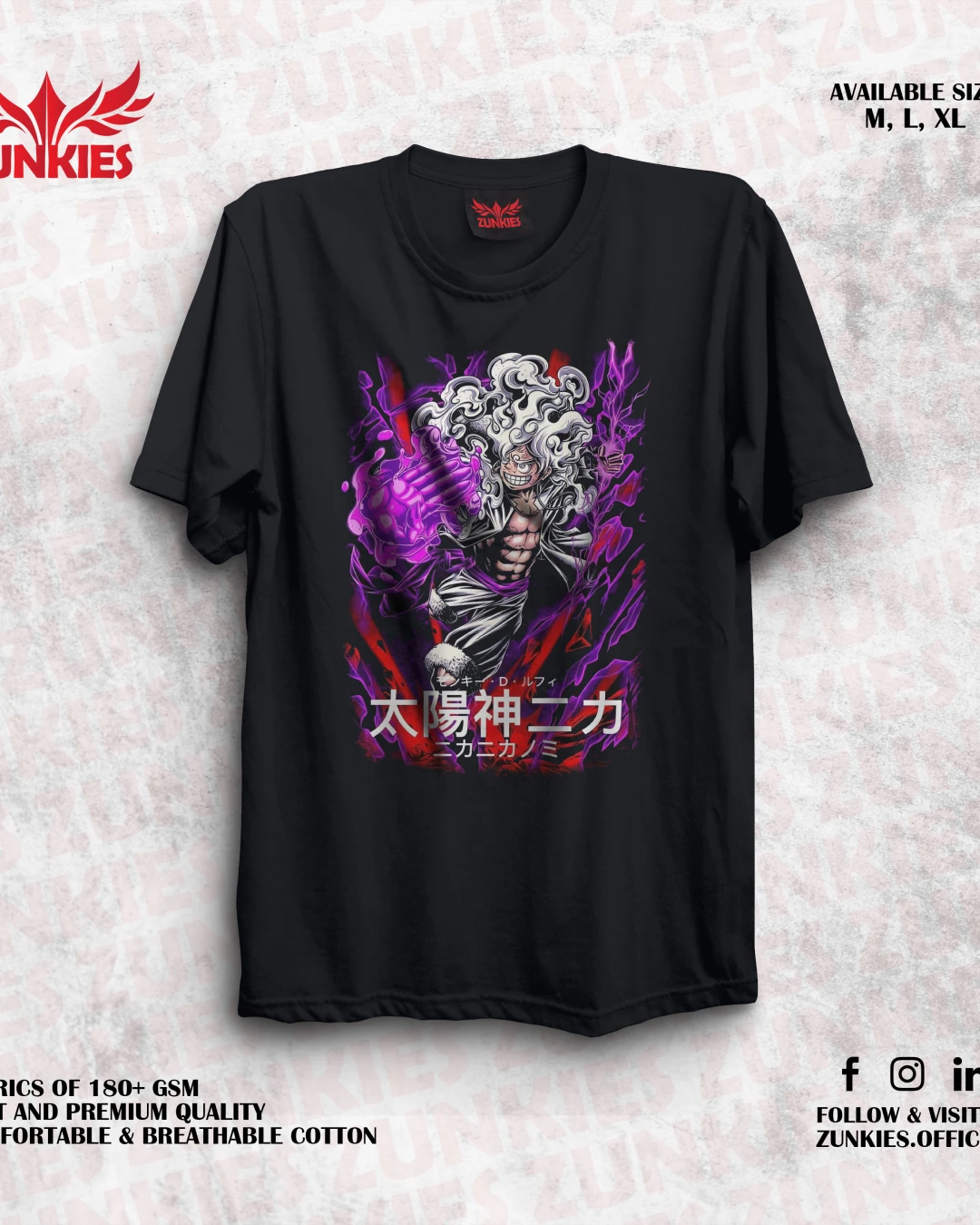 One Piece - Zunkies Oversized Drop Shoulder Black T-shirt-1
