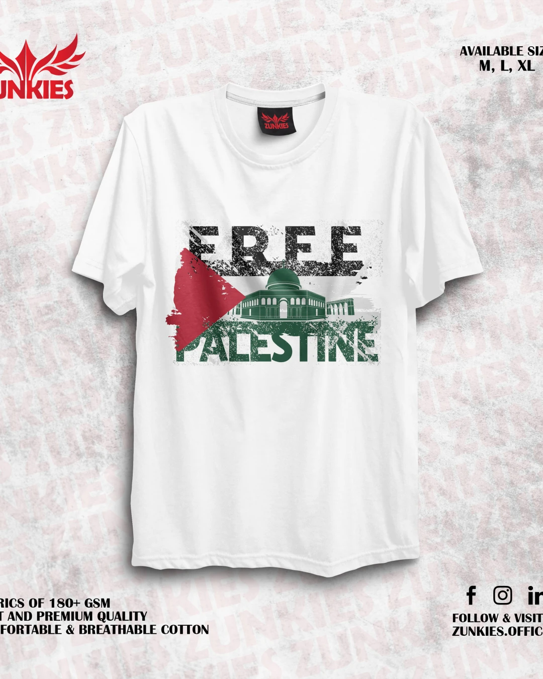 Free Palestine - Zunkies Oversized Drop Shoulder T-shirt-1