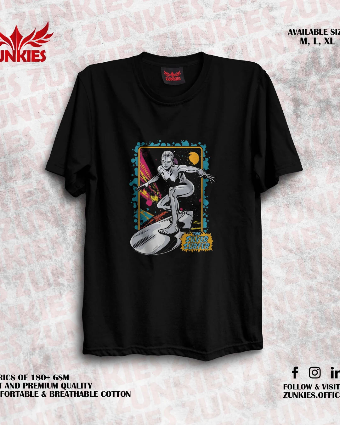 Zunkies Fantastic Four Oversized Drop Shoulder Black T-shirt-2