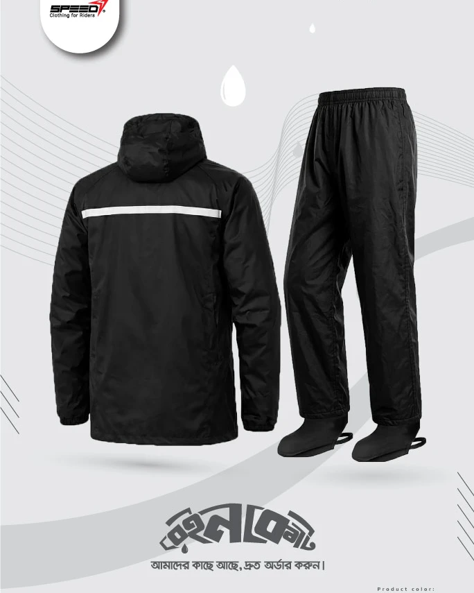 Speedy Premium Rain Coat for Men-Black