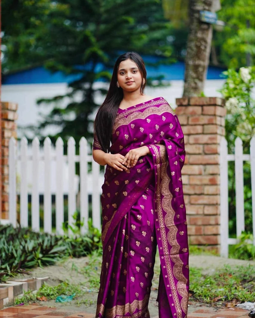 Deep Orchid Banarasi Silk Saree