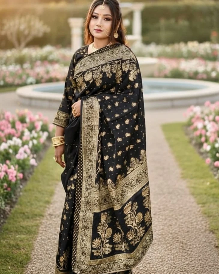 Midnight Gold Banarasi Silk Saree
