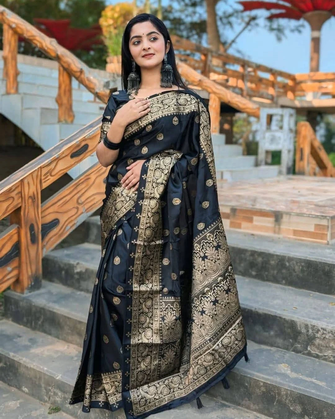 Raven Gold Banarasi Saree