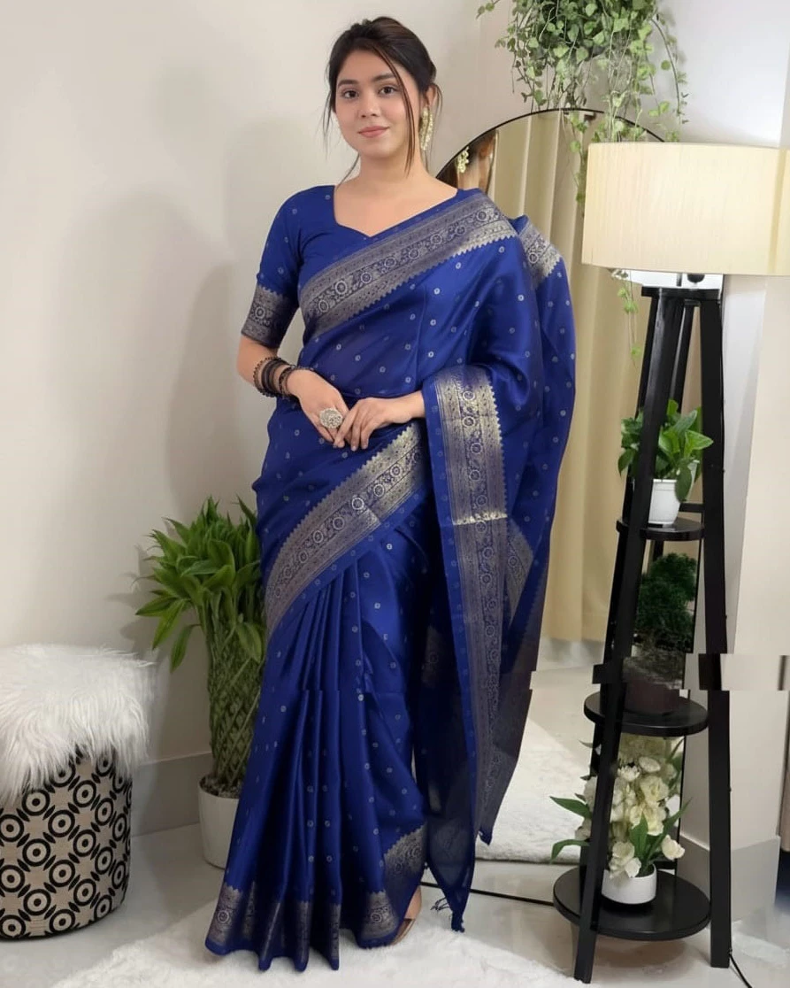 Indigo Gold Banarasi Saree