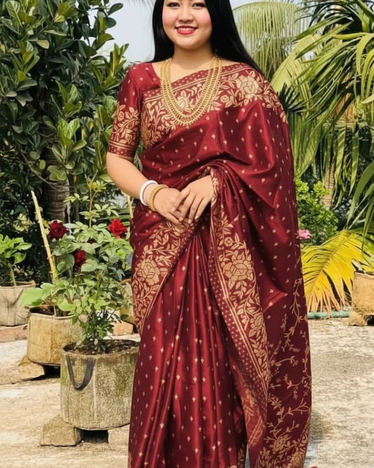 Wine Garden Banarasi Saree
