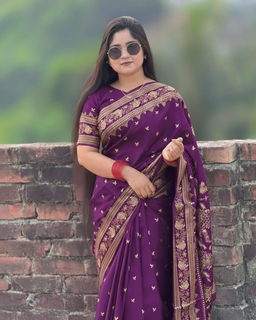 Royal Purple Heritage Silk Saree