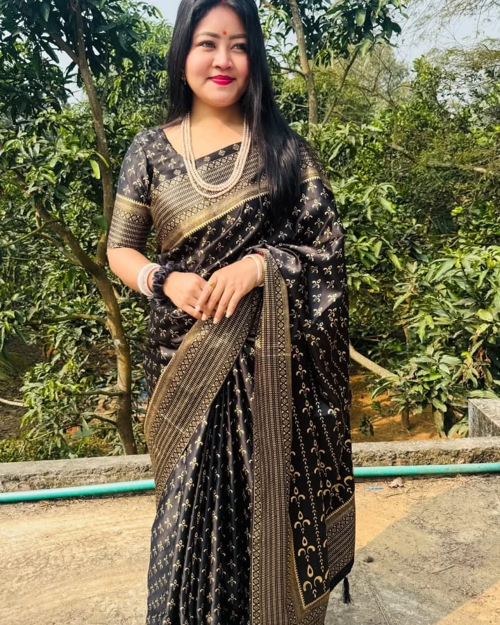 Midnight Onyx Celestial Silk Saree