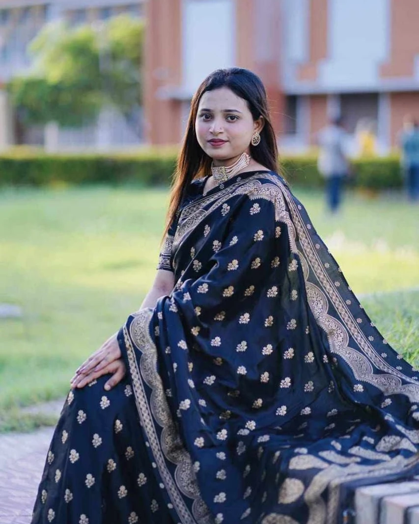 Onyx Scallop Saree