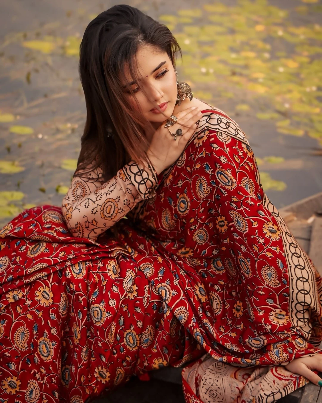 Deep Maroon Tanduri Silk Skin-Print Saree