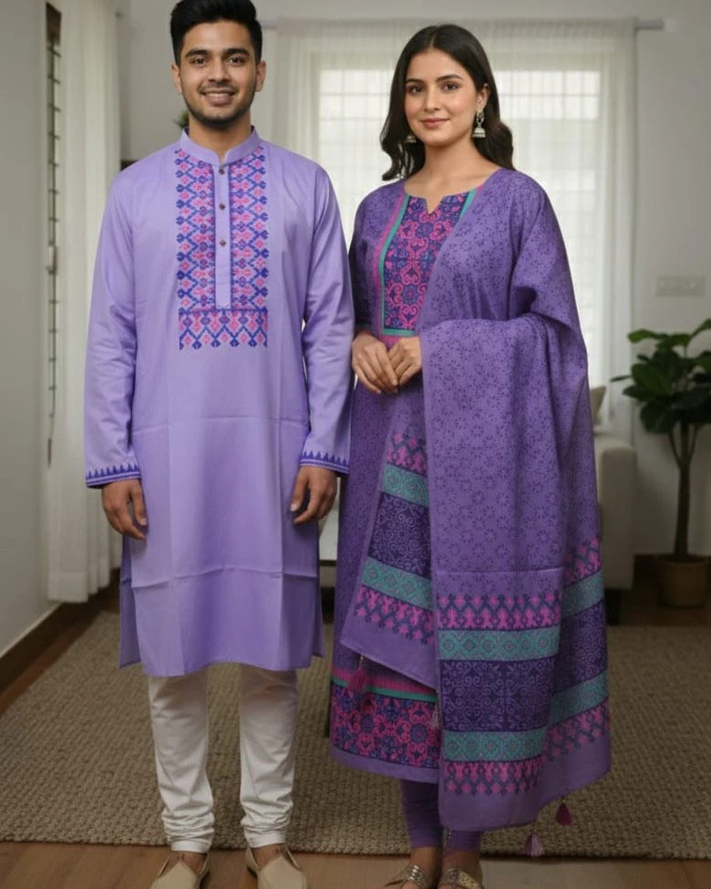 Royal Lavender Geometric Embroidery Set