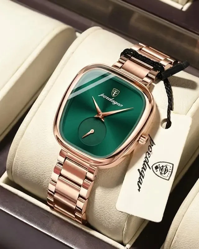 Poedagar Emerald Grace – Rose Gold Square Ladies’ Watch