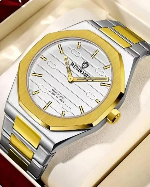 Binbond Vertix Gold – Men’s Two-Tone Forest Green Luxury Watch