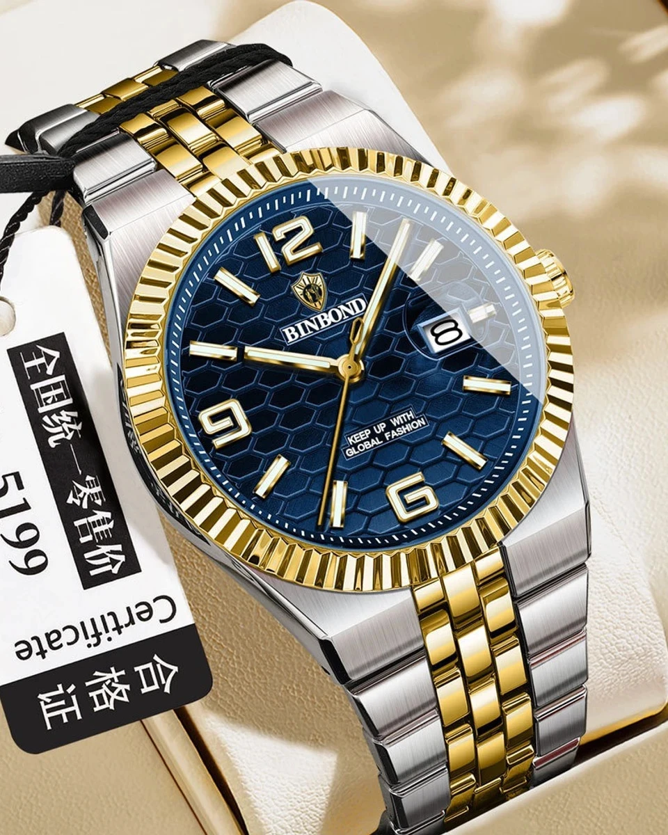 Binbond Imperial Cyan – Men’s Honeycomb Two-Tone Luxury Watch