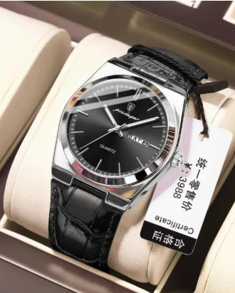 Poedagar Heritage Silver – Men’s Executive Brown Leather Watch