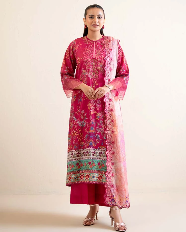Pakistani Hania by Binaas Unstitched – Magenta Rose Radiance