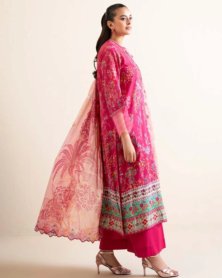 Pakistani Hania by Binaas Unstitched – Magenta Rose Radiance