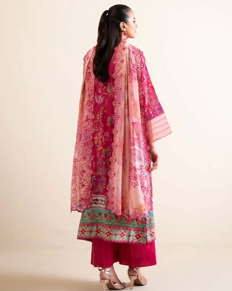 Pakistani Hania by Binaas Unstitched – Magenta Rose Radiance
