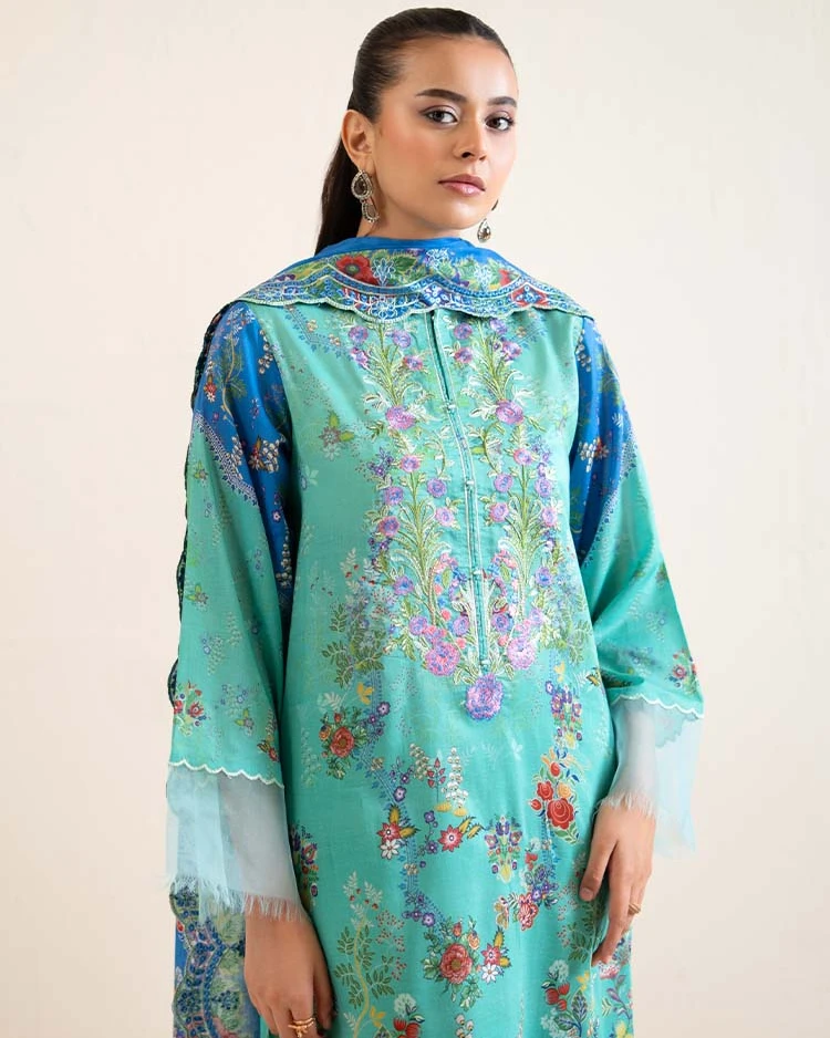 Pakistani Hania by Binaas Unstitched – Turquoise Ocean Breeze