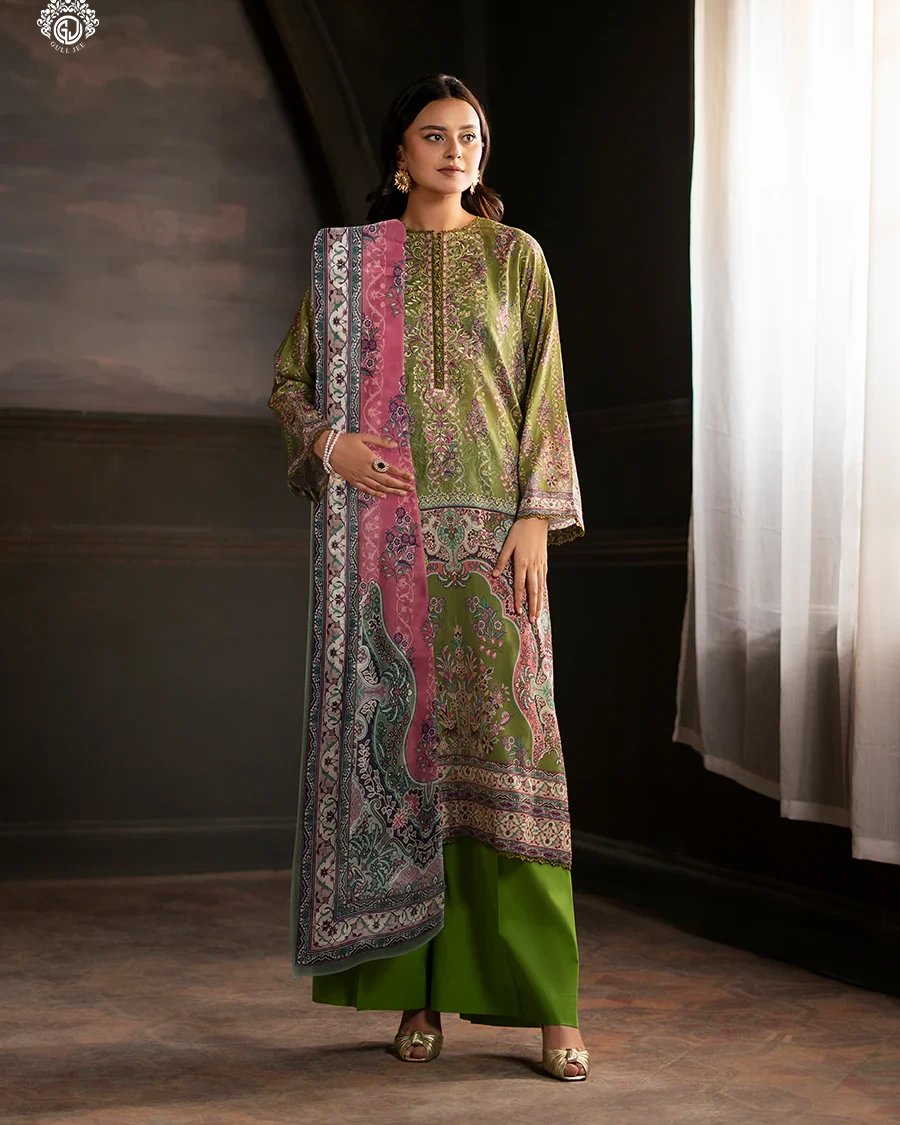 Pakistani Sorrel by Gull Jee Embroidered Unstitched 3 Piece Lawn- Lime– 