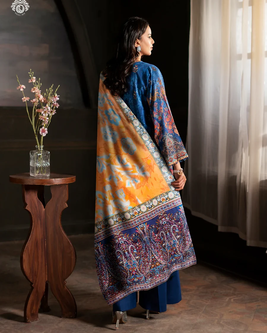 Pakistani Sorrel by Gull Jee Unstitched – Cobalt Heritage Bloom