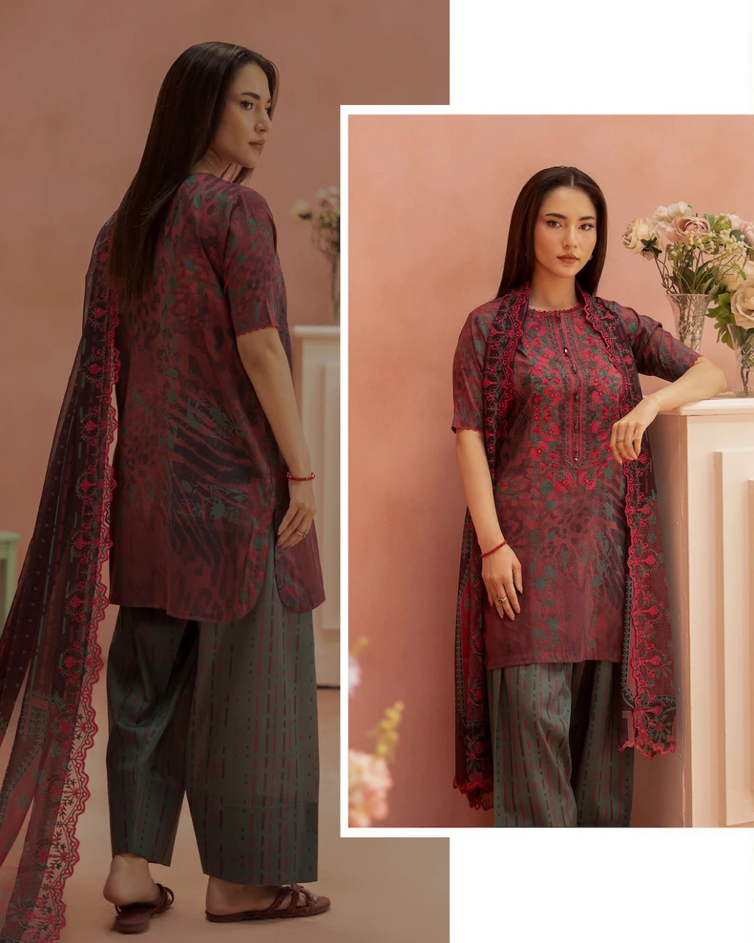 Pakistani Ziva by Gull Jee Unstitched – Charcoal Garnet Edition