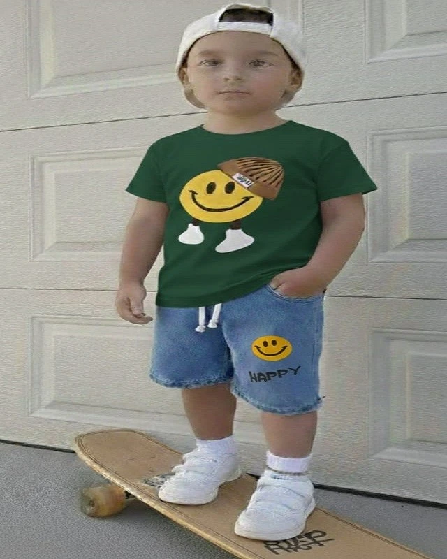 Premium Quality Denim Pants and T-Shirt Set for Kids-1057