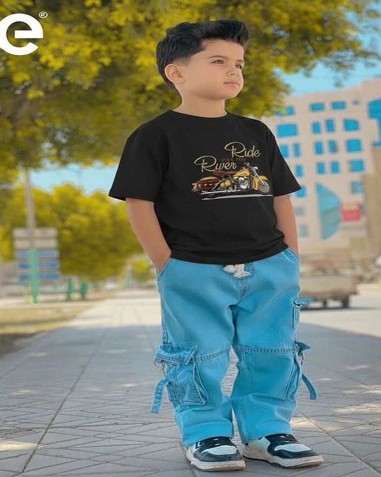 Premium Quality Denim Pants and T-Shirt Set for Kids-1084
