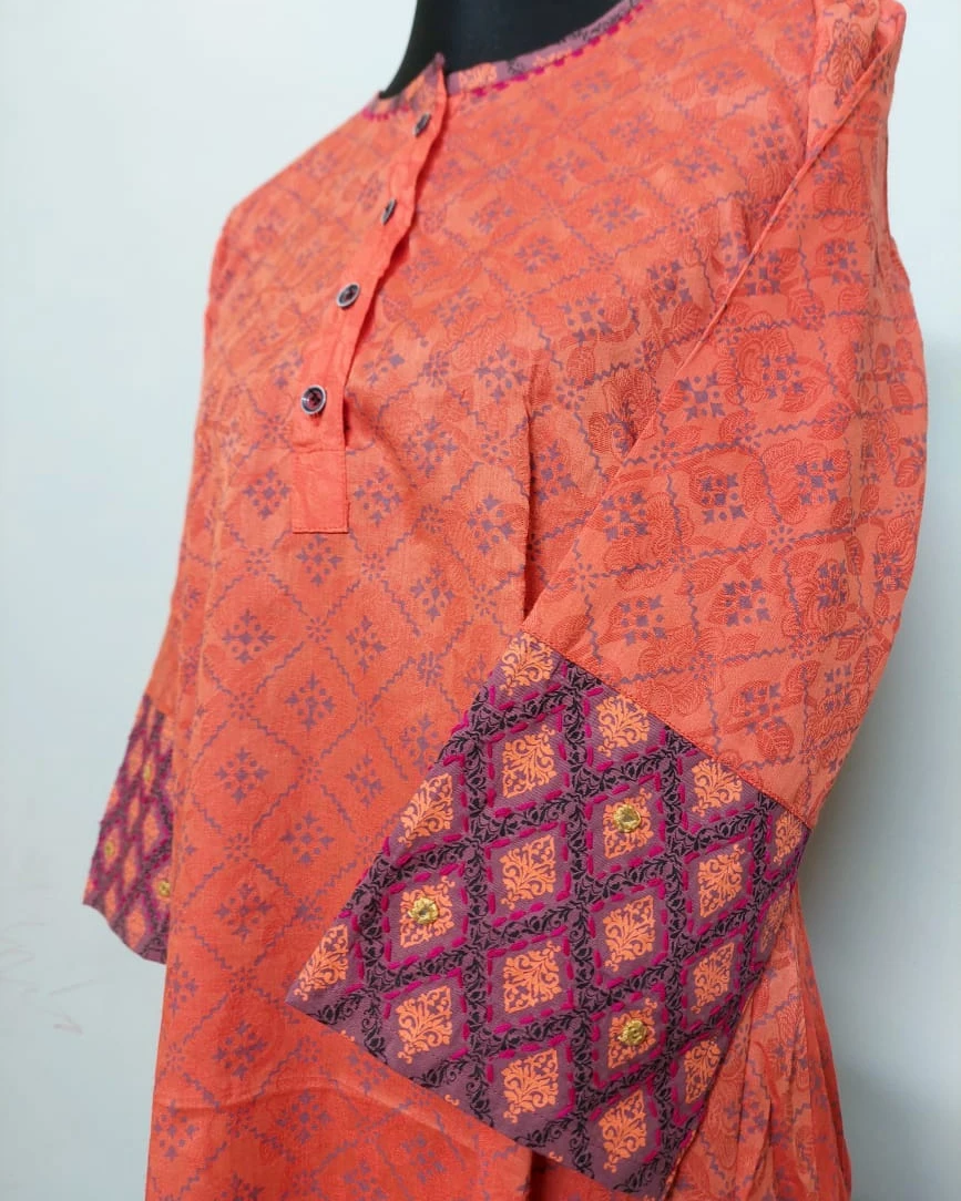 Sunset Geometric Printed Cotton Kurti