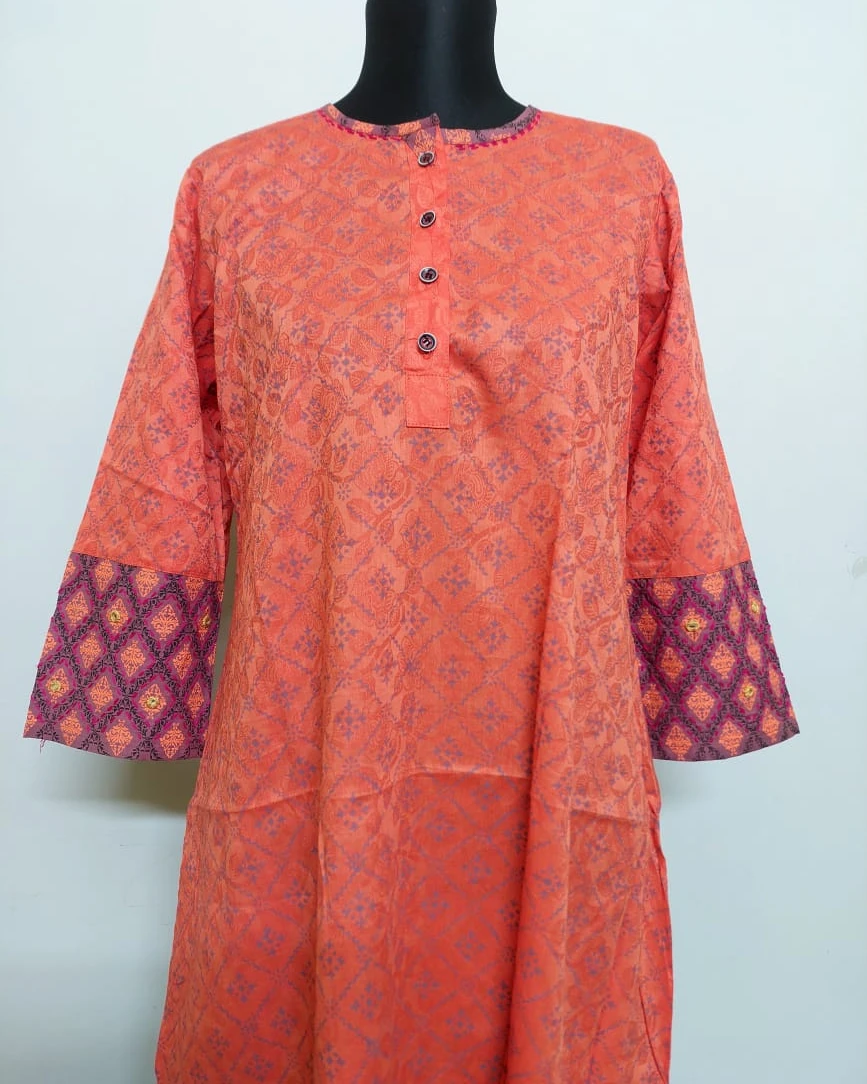 Sunset Geometric Printed Cotton Kurti