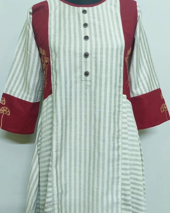 Ruby Striped Harmony Cotton Kurti