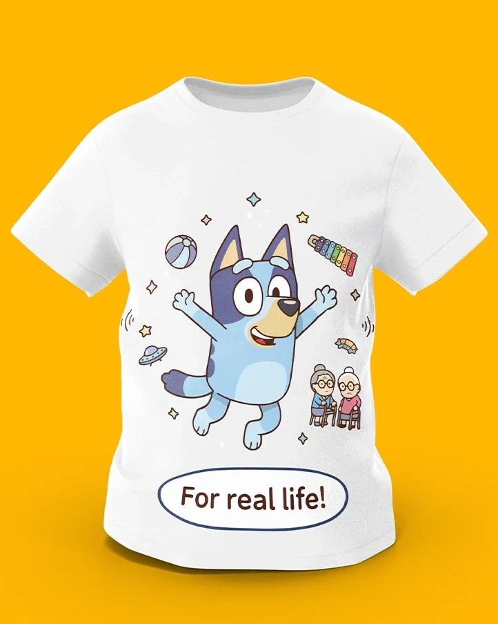 GoofyGiraffe “Bluey Adventure” For Real Life Kids TEE