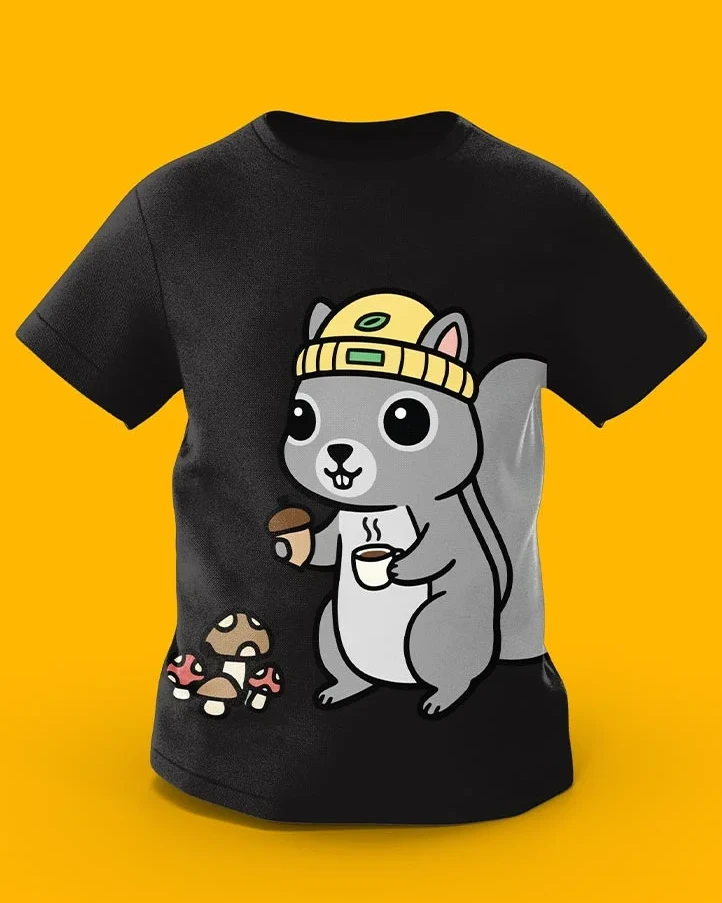 GoofyGiraffe “Cozy Squirrel” Autumn Vibes Kids TEE