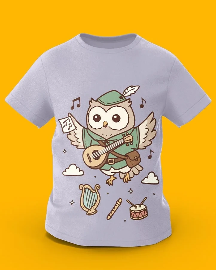 GoofyGiraffe “Melody Owl” Musical Bard Kids TEE