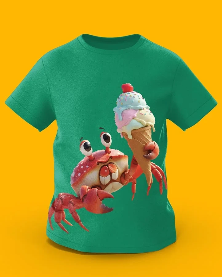 GoofyGiraffe “Scoopy Crab” Ice Cream Summer Kids TEE