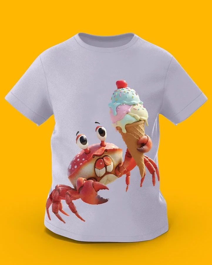 GoofyGiraffe “Scoopy Crab” Ice Cream Summer Kids TEE