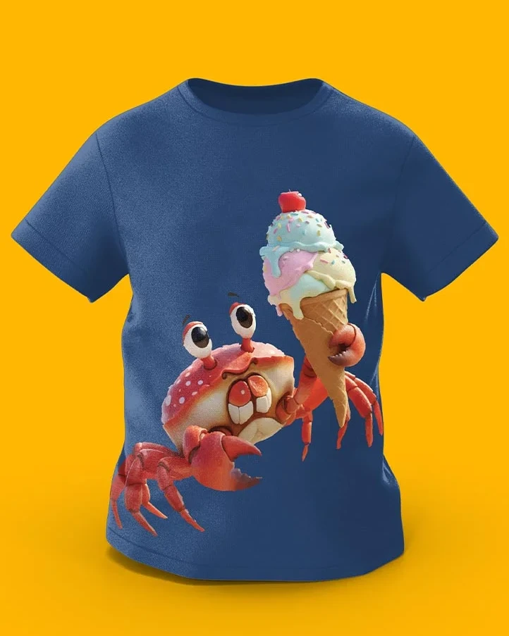 GoofyGiraffe “Scoopy Crab” Ice Cream Summer Kids TEE