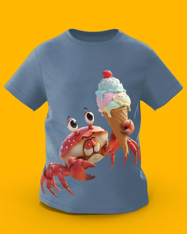 GoofyGiraffe “Scoopy Crab” Ice Cream Summer Kids TEE