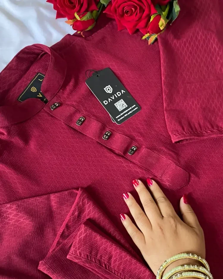 Chinese Zafran Cotton Panjabi (Maroon)