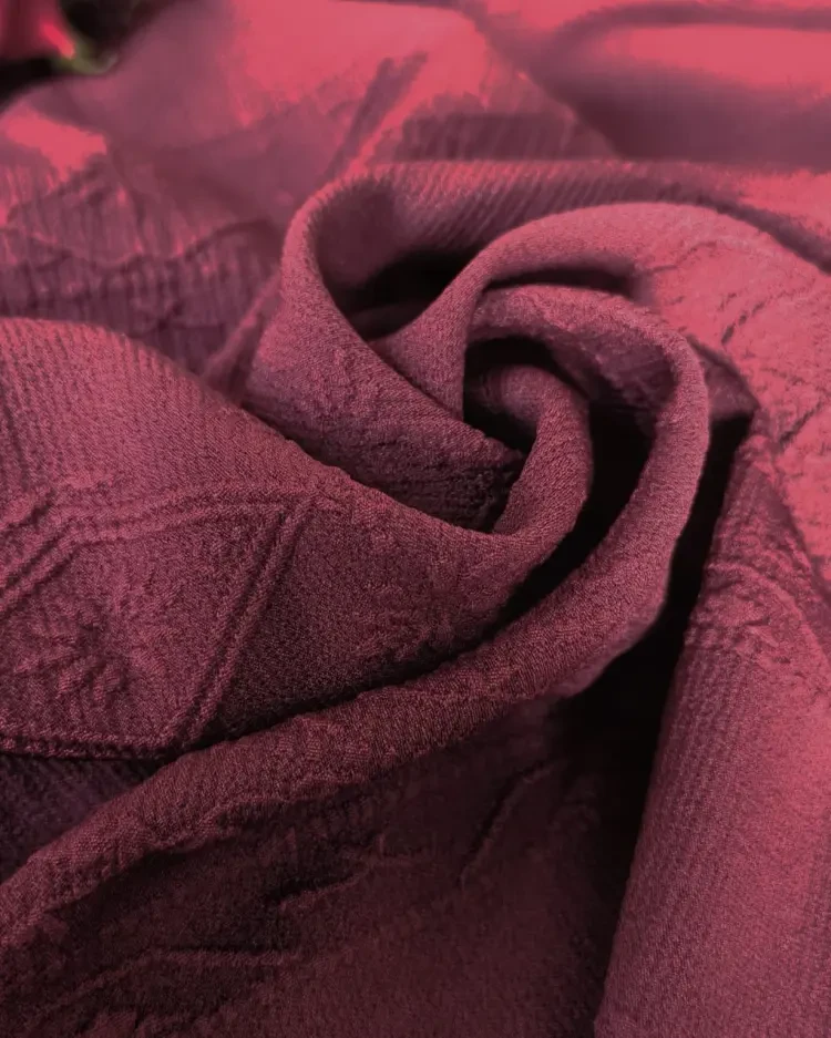 Chinese Embossed Cotton Panjabi (Maroon)