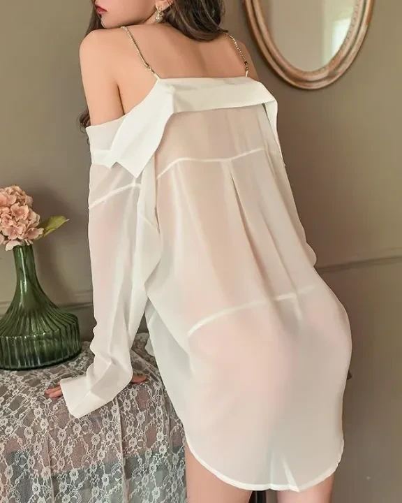 Lingerie Chiffon Off Shoulder Shirt