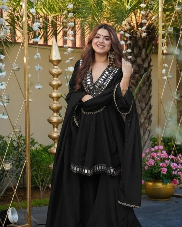 Vyomika Midnight Onyx Mirror Sharara Set