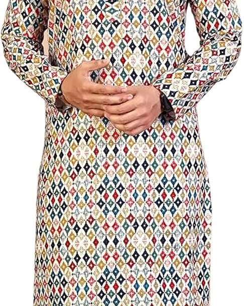 Vibrant Geometric Mosaic Cotton Panjabi