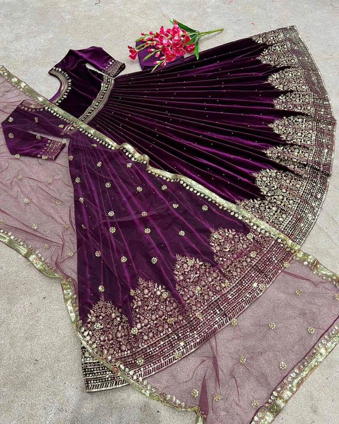Majestic Plum Velvet Exclusive Gown