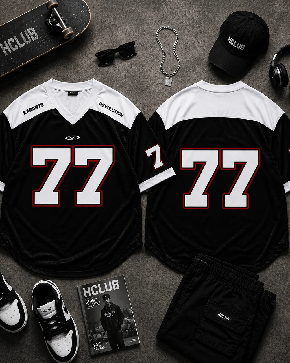 Unisex Oversized Sports Jersey Collection | Premium Streetwear V-Neck T-Shirts | Urban Fashion Tees for Men & Women