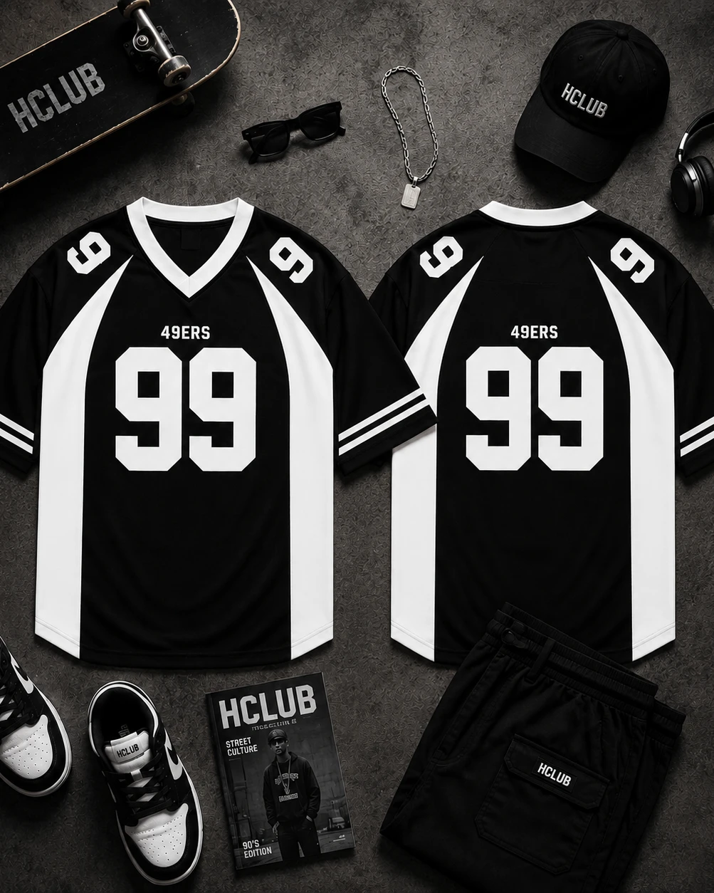 Unisex Oversized Sports Jersey Collection | Premium Streetwear V-Neck T-Shirts | Urban Fashion Tees for Men & Women