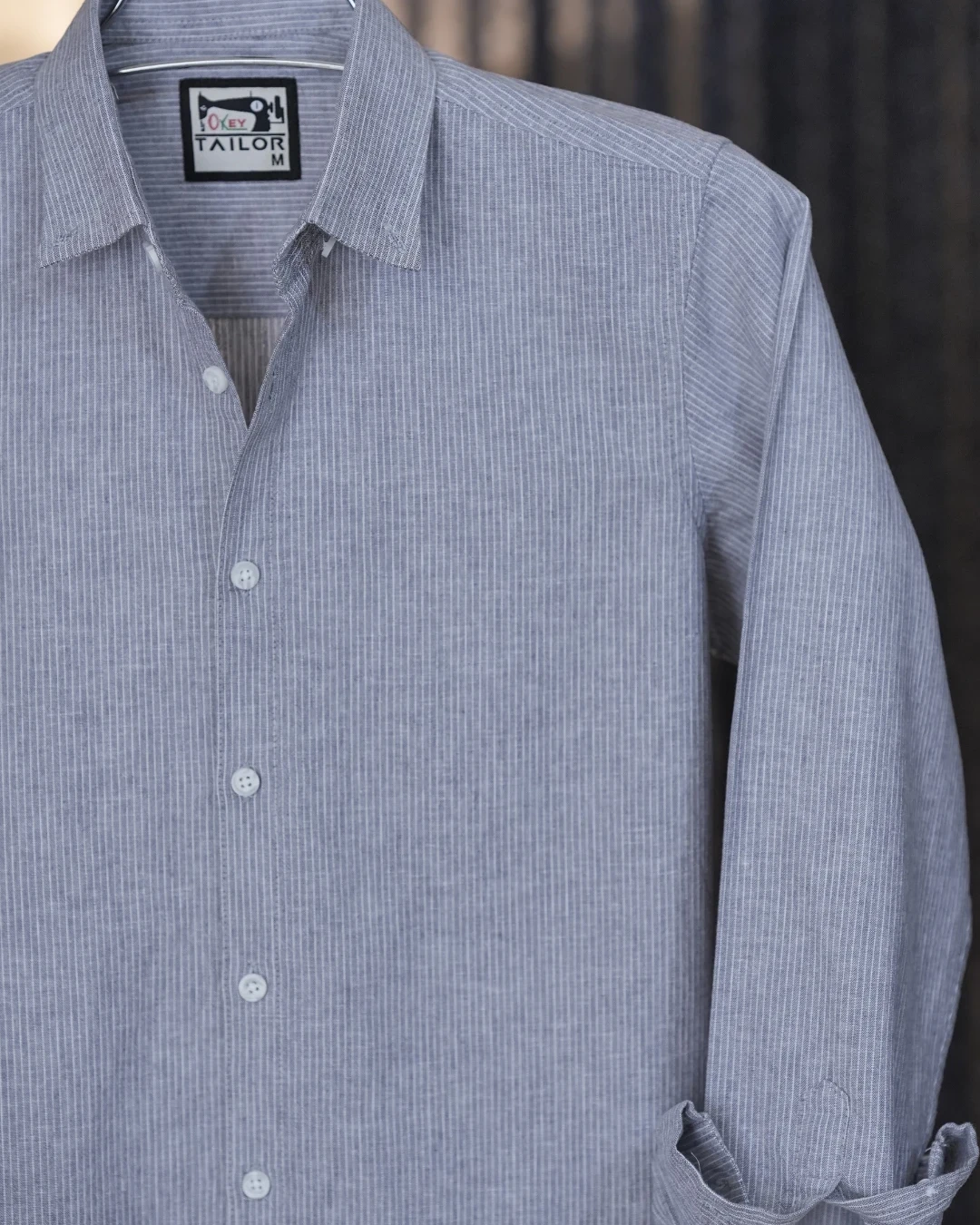 Light Grey with White Vertical Stripes