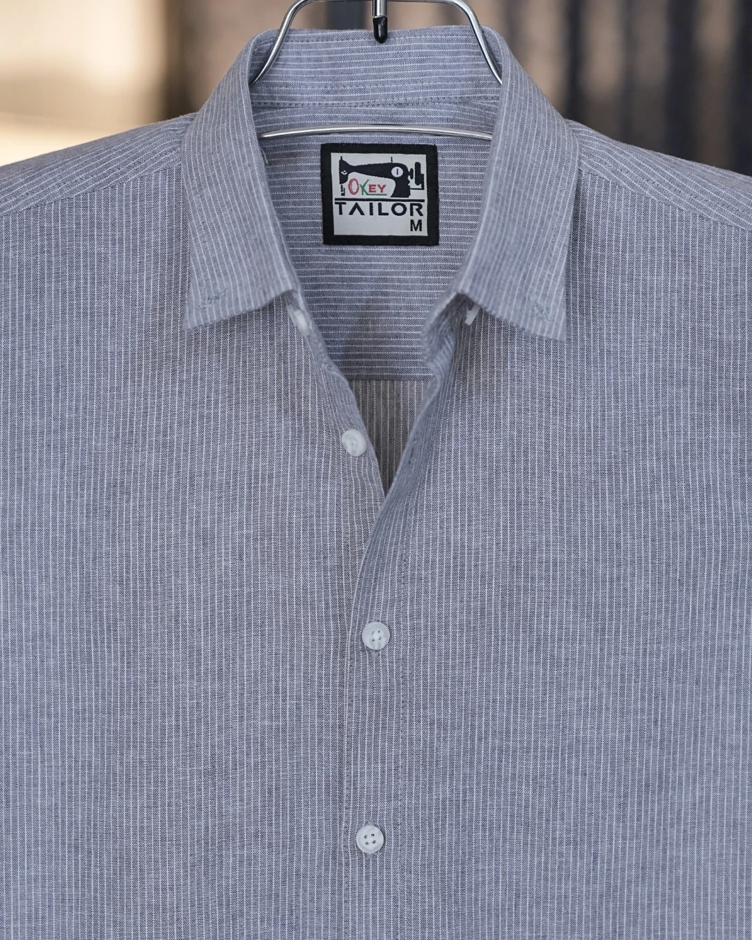 Light Grey with White Vertical Stripes